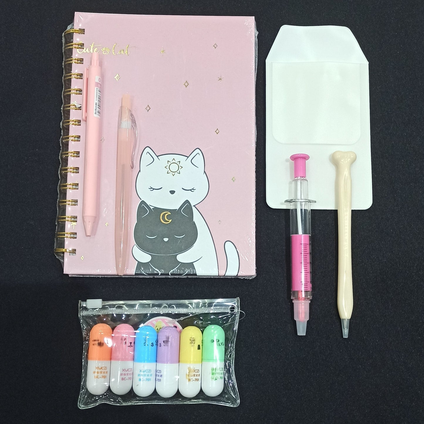 Pack universitario (Libreta + lapiz pasta + descatadores)