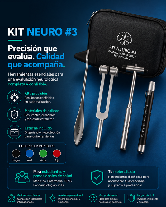Kit Neuro #3 Martillos Reflejo Diapason Linterna Examen Medico Fisico Ogdmve