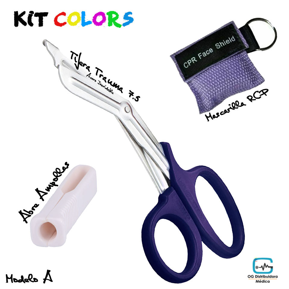 Set Kit Colors Tens #3 Ligadura Rcp Abre Ampollas Linterna Medico Veterinario Enfermera Ogdmve