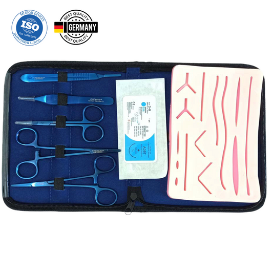 Set Sutura Cirugia 5Pzs Colores + Piel Sintetica Instrumental Quirurgico Acero Inoxidable Ogdmve