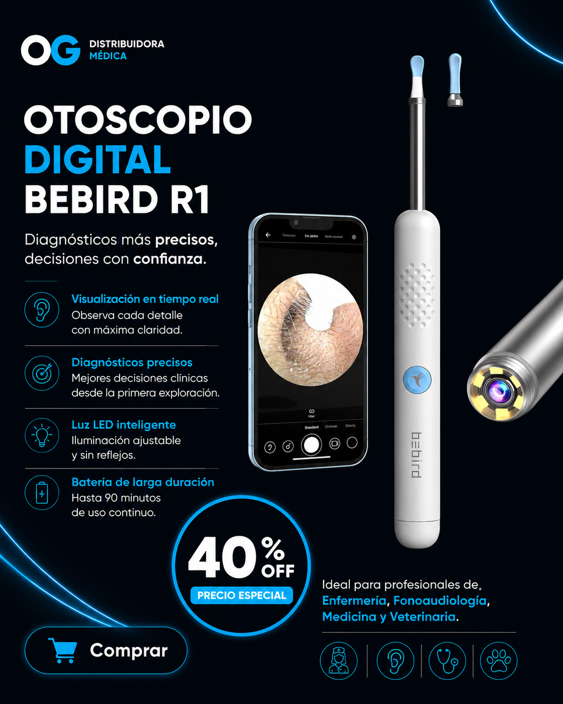 Otoscopio Digital BeBird R1