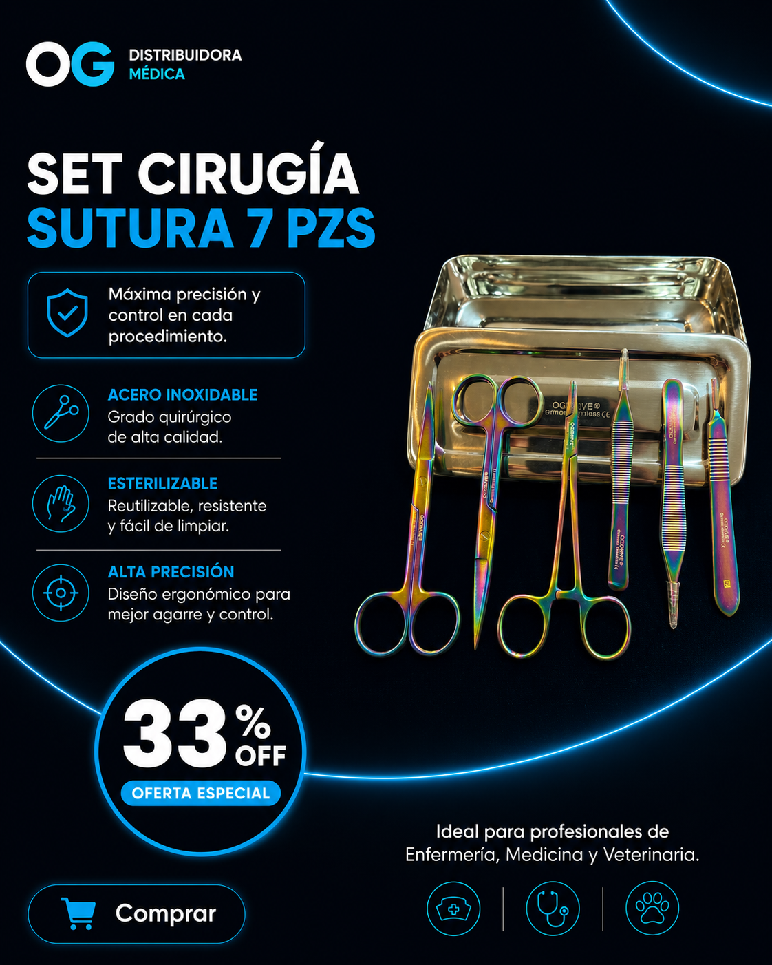 Set Sutura Cirugia 7pz