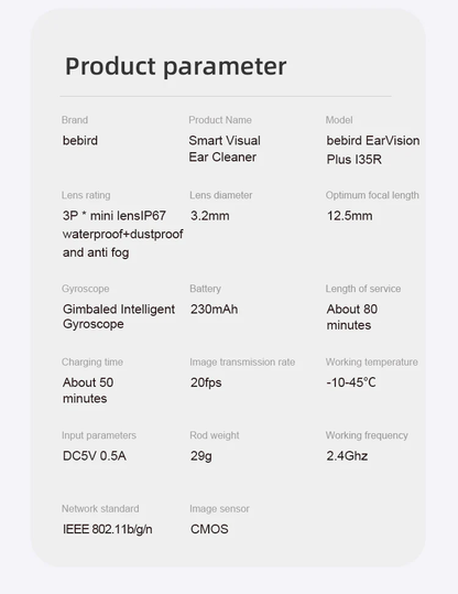 Otoscopio flexible Bebird EarSight Plus con luz: herramientas para eliminar cerumen con cámara