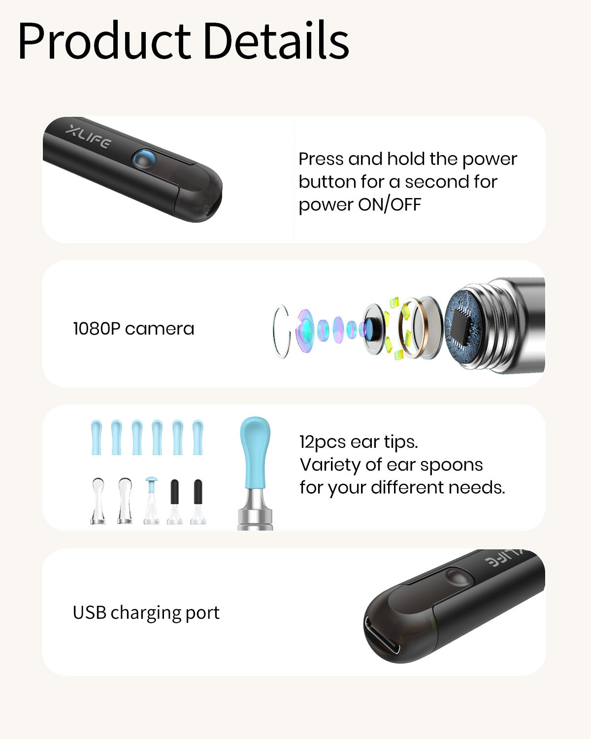 Otoscopio Digital Xlife X1+ Negro