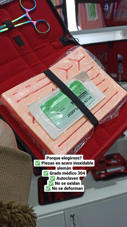 Set Sutura Cirugia 5Pzs + Piel Sintetica Instrumental Quirurgico Acero Inoxidable Ogdmve