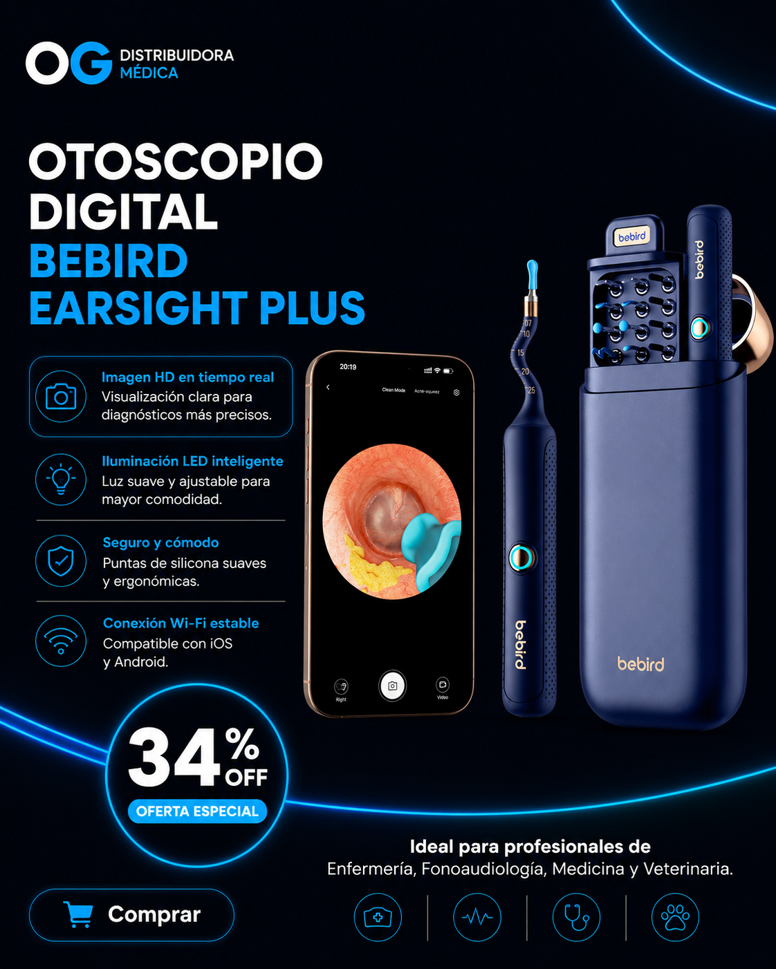 Otoscopio Digital Bebird EarSight Plus