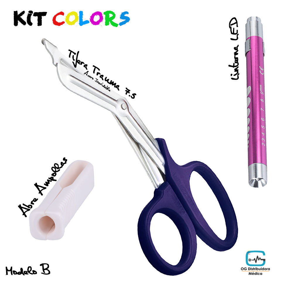 Set Kit Colors Tens #3 Ligadura Rcp Abre Ampollas Linterna Medico Veterinario Enfermera Ogdmve