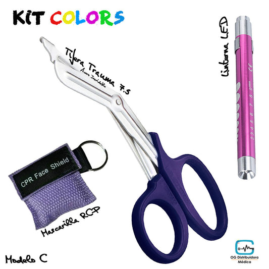 Set Kit Colors Tens #3 Ligadura Rcp Abre Ampollas Linterna Medico Veterinario Enfermera Ogdmve