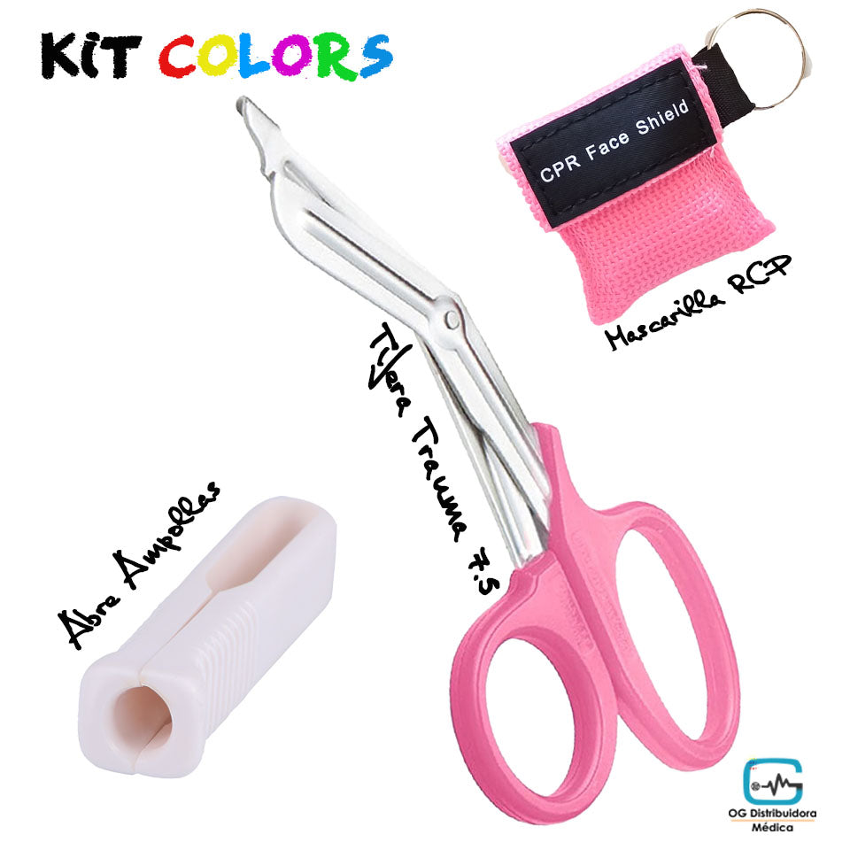 Set Kit Colors Tens #3 Ligadura Rcp Abre Ampollas Linterna Medico Veterinario Enfermera Ogdmve