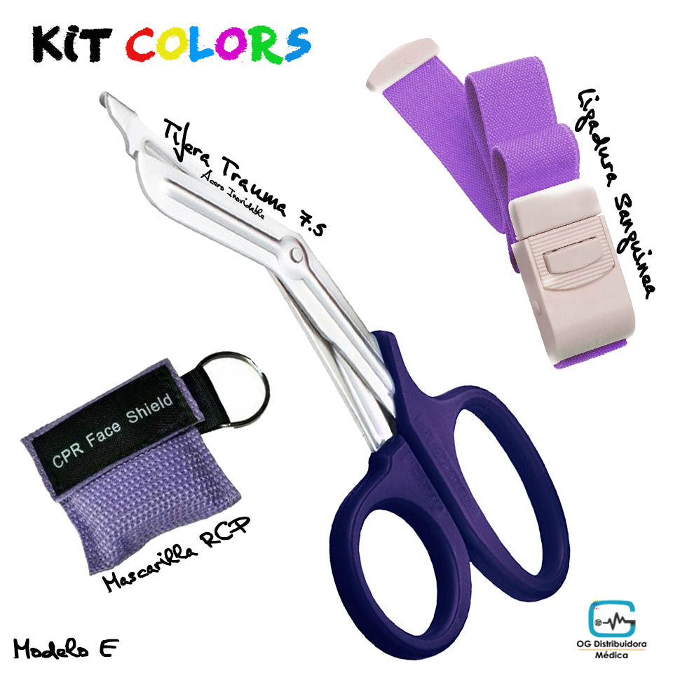 Set Kit Colors Tens #3 Ligadura Rcp Abre Ampollas Linterna Medico Veterinario Enfermera Ogdmve